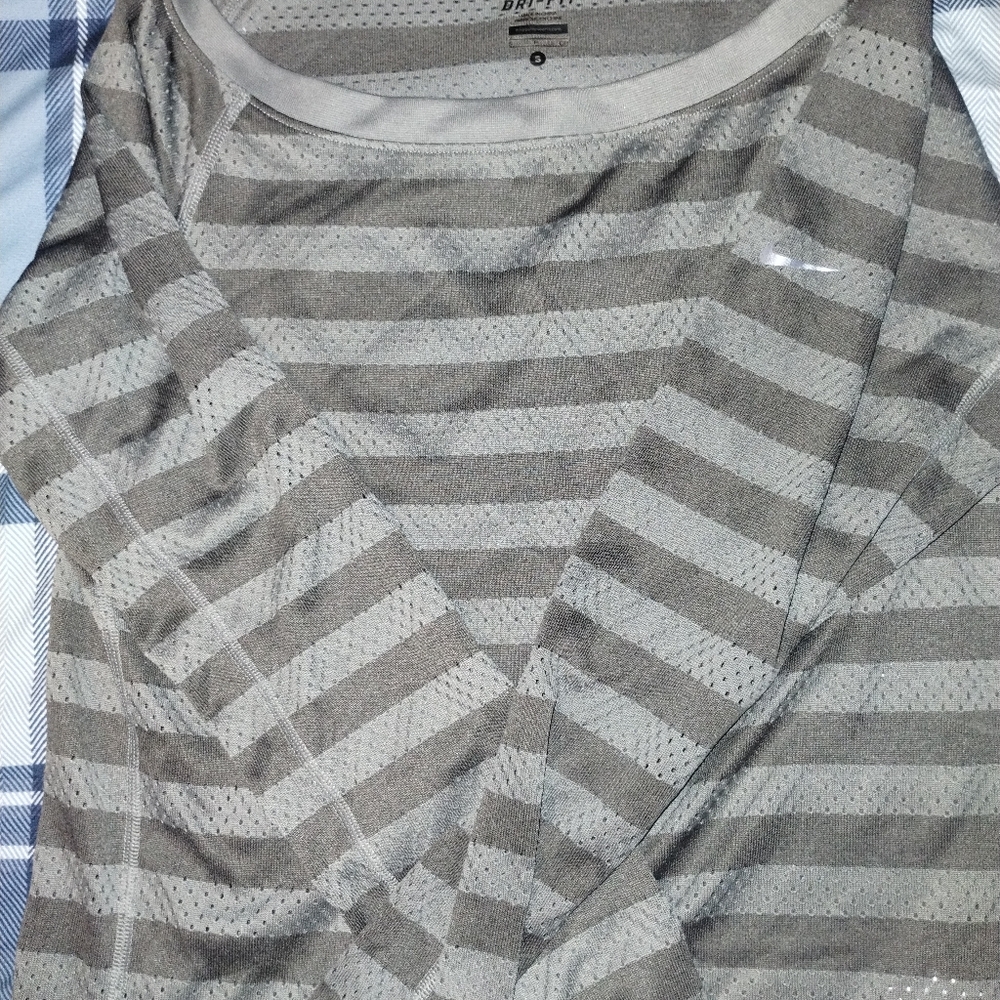 Gray and Silver Striped Women's Jersey Top, Long Sleeve Nike